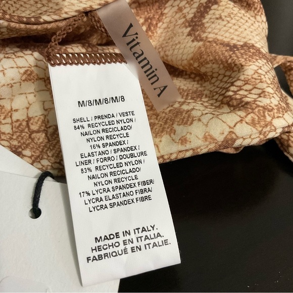 VITAMIN A Bikini Top Tan Reptile Print Size Medium - Picture 7 of 10